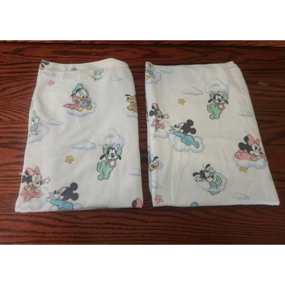 Lot Of Two Vintage Baby Disney Receiving Blankets 36x26‎